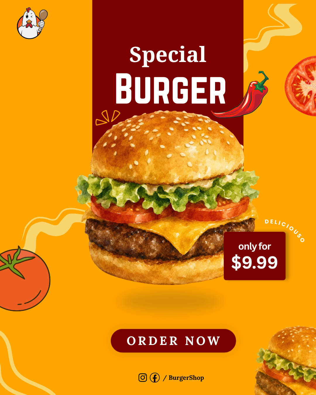 Burger social media post